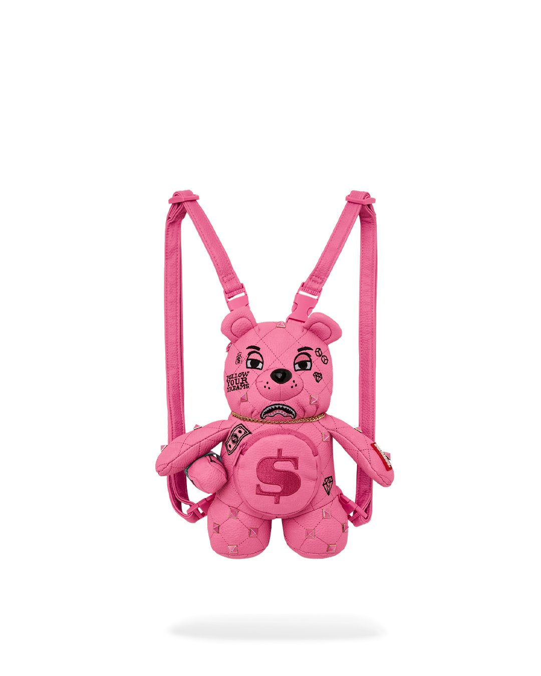 PRETTY PINK QUILTED BEAR CUB BACKPACK