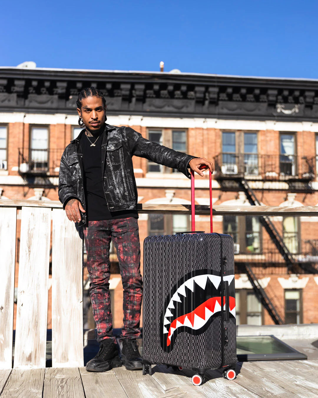 SPRAYGROUND MONEY CHECK GREY FULL-SIZE LUGGAGE