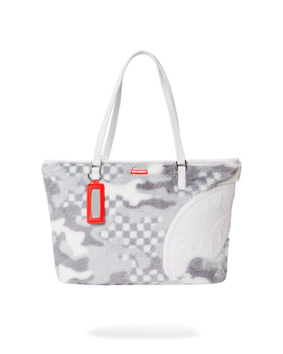 SPRAYGROUND WHITE FUR 3AM TOTE