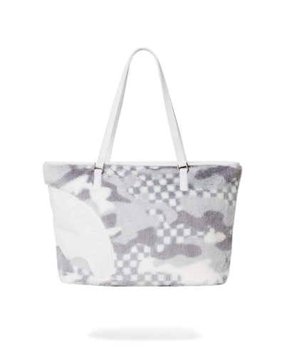 SPRAYGROUND WHITE FUR 3AM TOTE