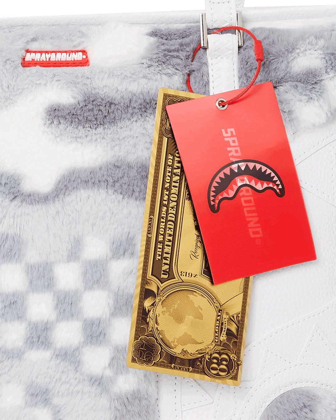 SPRAYGROUND WHITE FUR 3AM TOTE