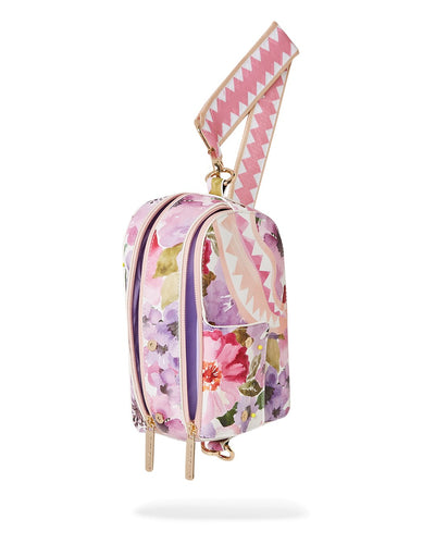 PAINTED FLORAL BACKPACK SLING MESSENGER