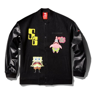 SPRAYGROUND SPONGEBOB VARSITY JACKET BLACK