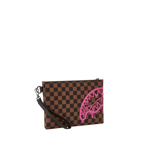 SPRAYGROUND PINK DRIPPIN SHARKS CROSS-OVER CLUTCH