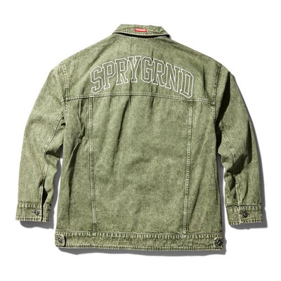 SPRAYGROUND BUTTON FRONT DENIM JACKETGREEN