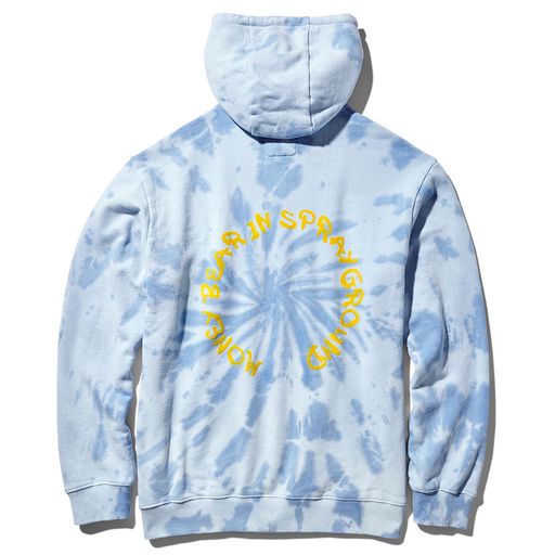 SPRAYGROUND TIE DYE MONEY BEAR HOODIE PULLOVER LIGHT BLUE