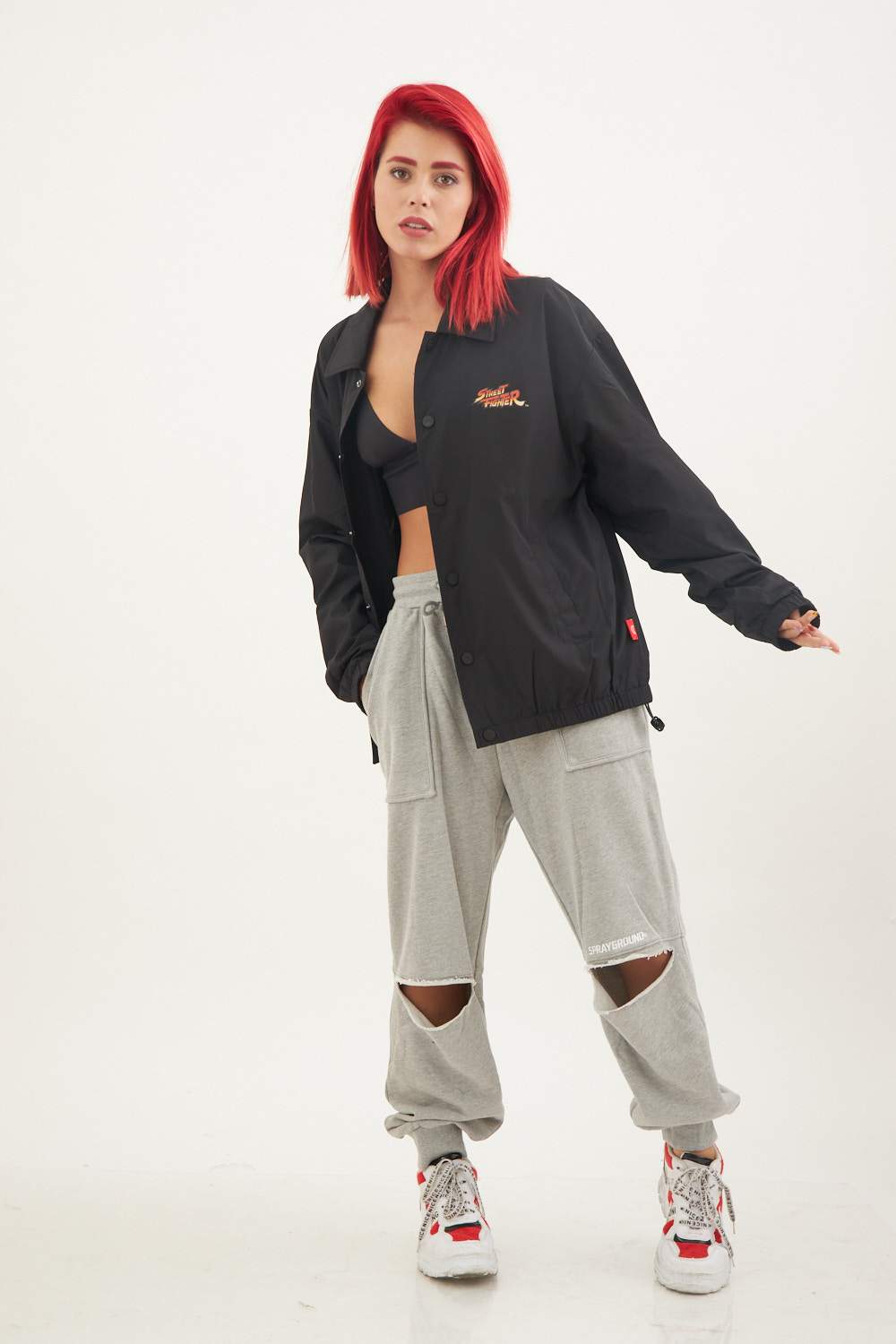SPRAYGROUND JACKET STREET FIGHTER VILLIANS ON THE RUN BLACK